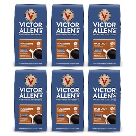 Victor Allen Victor Allen's Coffee Hazelnut Flavored Ground Coffee, Medium Roast, 6 Pack - 12oz Bags FG015812